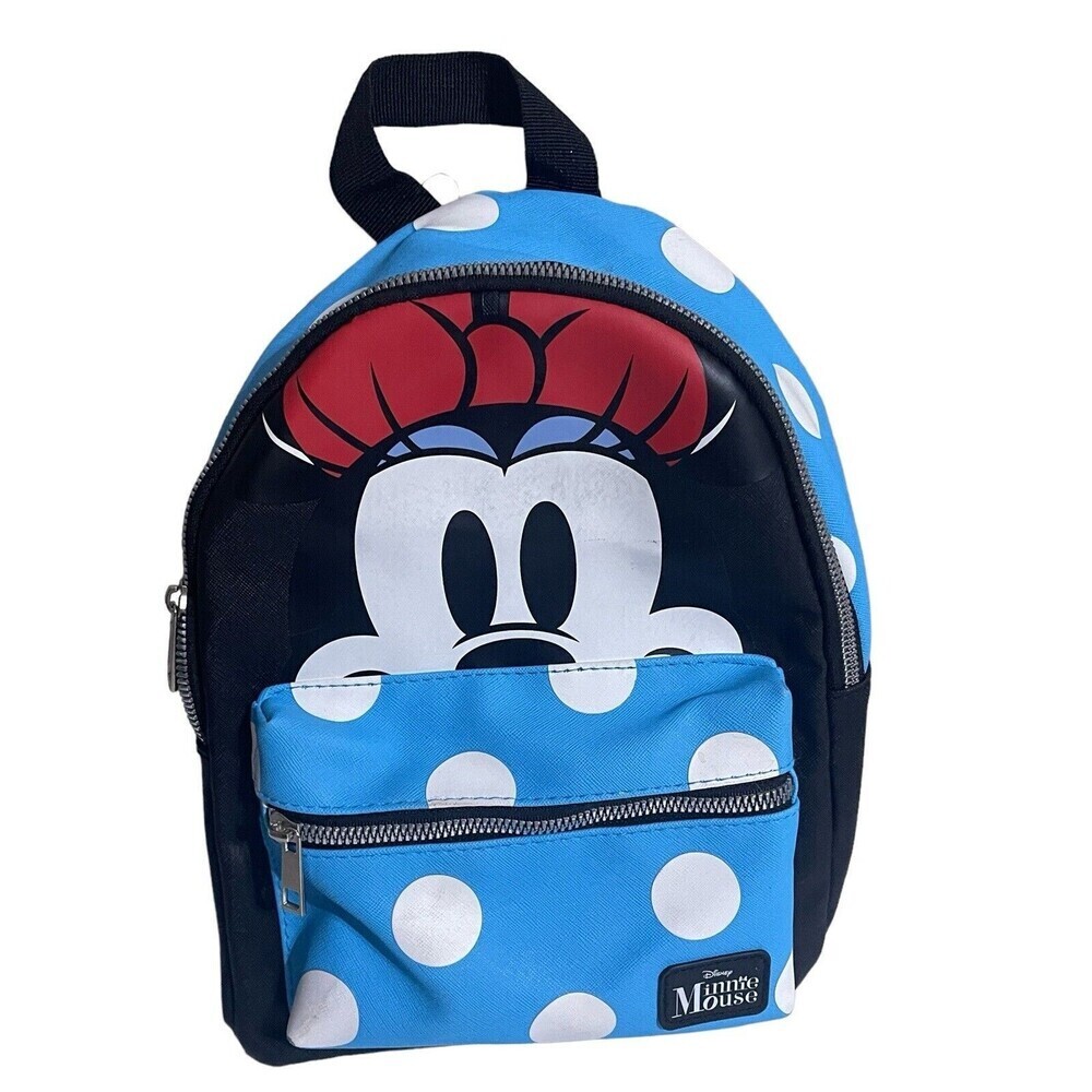 Disney Minnie Mouse Mini Backpack Purse Blue/black/white Adjustable Strap